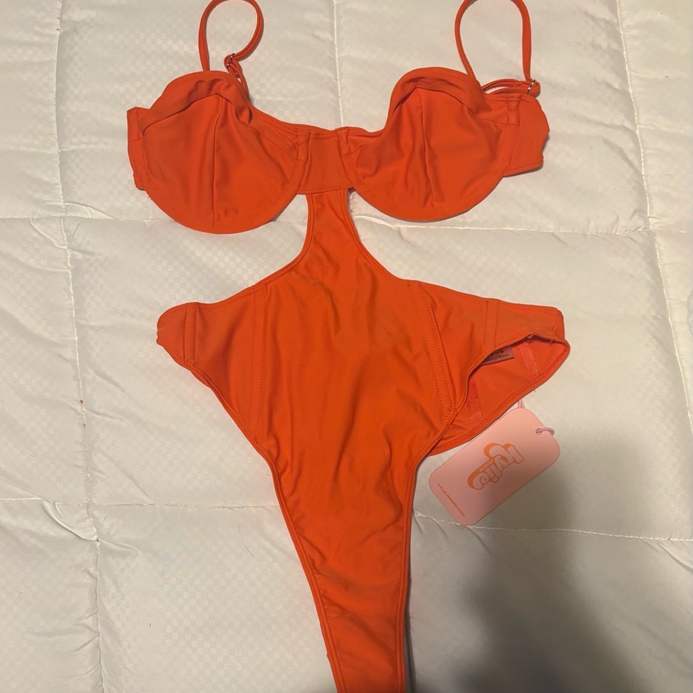 Orange Cut-Out Swimsuit